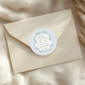 グースブルー間抜けボウフローラボーイベビーシャワー ラウンドシール