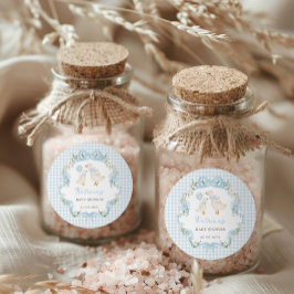 グースブルー間抜けボウフローラボーイベビーシャワー ラウンドシール