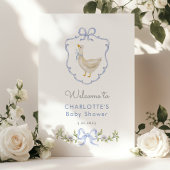 グースブルー間抜けボウ男の赤ちゃんシャワーウェルカム ポスター