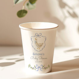 グースブルー間抜けボウ男の赤ちゃんシャワー 紙コップ