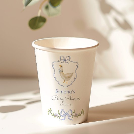グースブルー間抜けボウ男の赤ちゃんシャワー 紙コップ