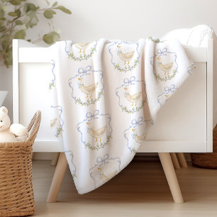グースブルー間抜けボークレストヴィンテージベビーシャワー シェルパブランケット