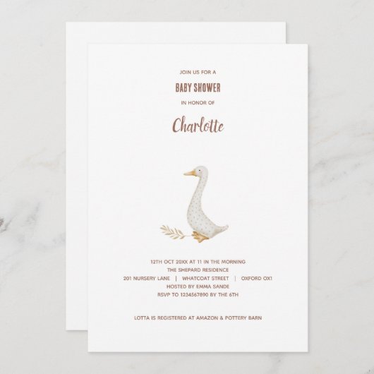 グースベイビーシャワー招待状カード 招待状 (正面/裏面)