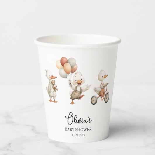 グースベビー間抜けシャワーパーソナライズされた紙カップ 紙コップ (裏面)