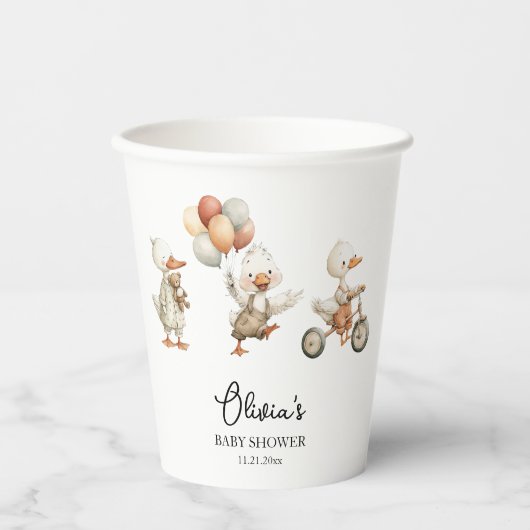 グースベビー間抜けシャワーパーソナライズされた紙カップ 紙コップ (正面)