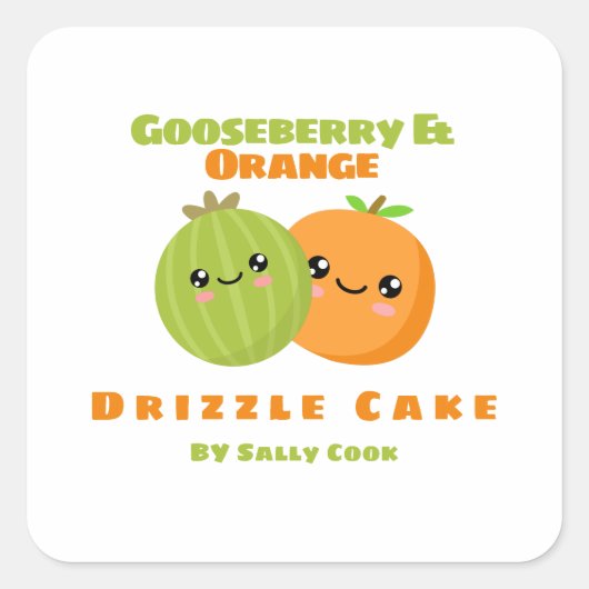 グースベリーとオレンジの霧雨のケーキ スクエアシール (正面)