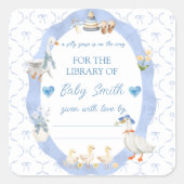 グースボー間抜け男の赤ちゃんシャワーブックプレート スクエアシール (正面)