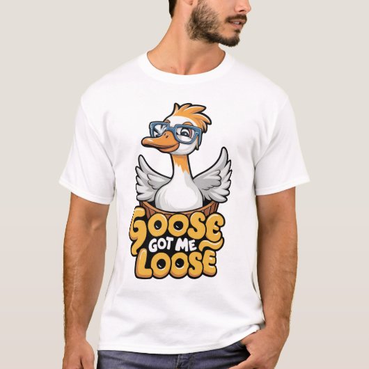 グースメ得ルーズティーおもしろい – グラス付きガース Tシャツ (正面)