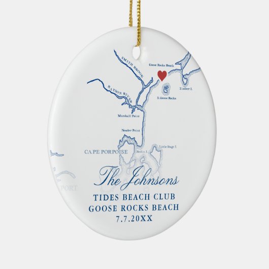 グースロックビーチMEマップ結婚の写真クリスマス セラミックオーナメント (右)