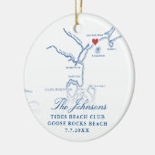 グースロックビーチMEマップ結婚の写真クリスマス セラミックオーナメント (左)