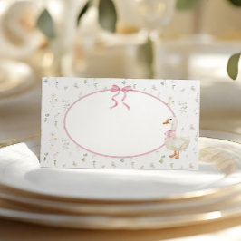 グースワイルドフラワーピンクの弓ベビーシャワー プレイスカード