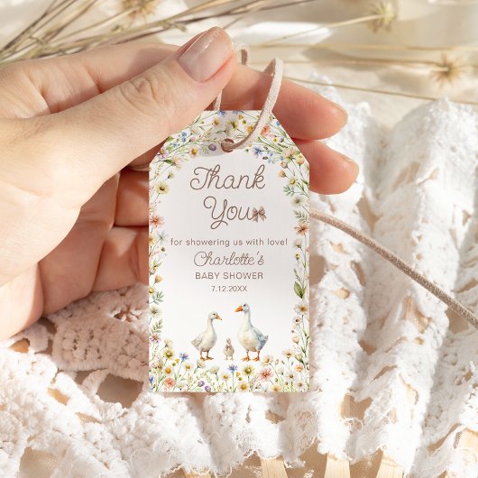 グースワイルドフラワーベビーシャワーサンキューギフトラベル ギフトタグ