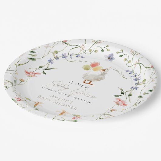 グースワイルドフラワー間抜けフローラベイビーシャワー ペーパープレート (アングル)