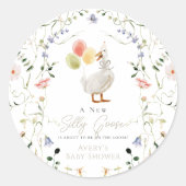 グースワイルドフラワー間抜けフローラベイビーシャワー ラウンドシール (正面)