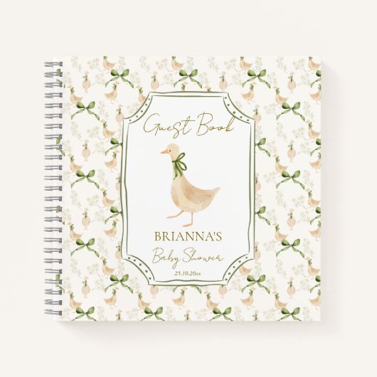 グース子供部屋ライムベビーシャワーゲストブック ノートブック (正面)