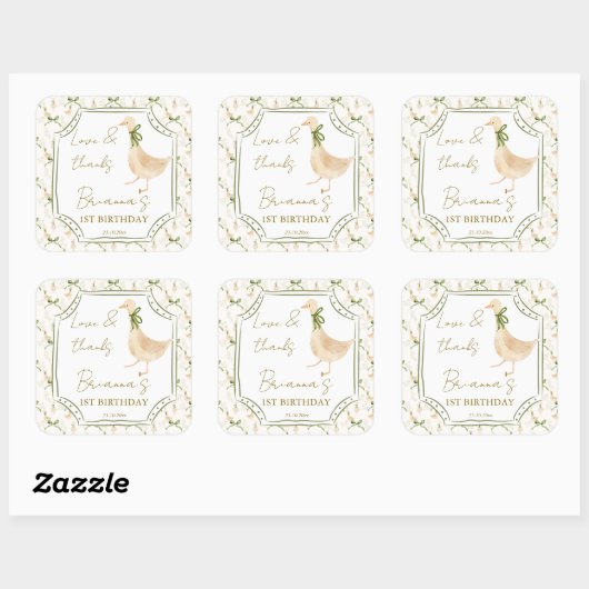 グース子供部屋韻のバースデーパーティーの好意 スクエアシール (シート)