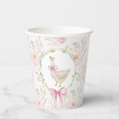 グース赤面ピンクボーエレガントパステル誕生日 紙コップ (正面)
