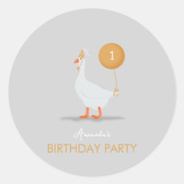 グース間抜けの最初の誕生日パーティーのお気に入り ラウンドシール