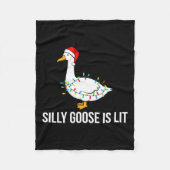 グース間抜けはクリスマスおもしろいライトサンタハ フリースブランケット (正面)