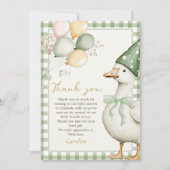 グース間抜けギンガム1歳の誕生日サンキューカード サンキューカード (正面)