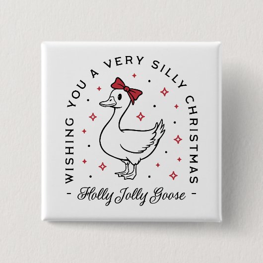 グース間抜けクリスマスの願い名門私立校風のが浮かぶ 缶バッジ (正面)