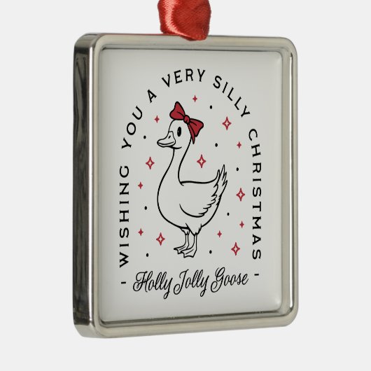 グース間抜けクリスマスの願い名門私立校風のが赤く染まる メタルオーナメント (右)