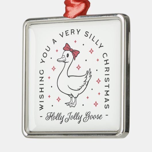 グース間抜けクリスマスの願い名門私立校風のが赤く染まる メタルオーナメント (左)