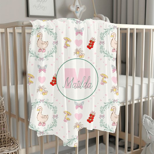 グース間抜けテーマかわいいゲーゼピンクモノグラム シェルパブランケット