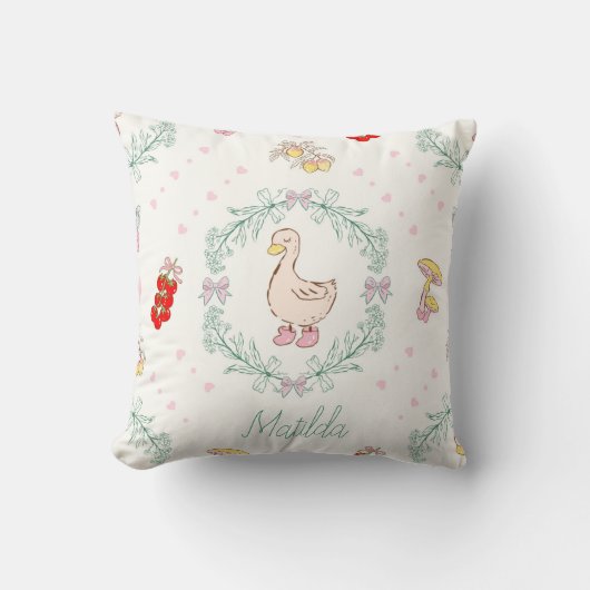 グース間抜けテーマキュートゲーゼピンクカスタム クッション (正面)