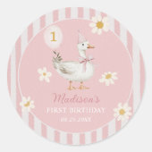 グース間抜けデイジーガール1st誕生日パーティー ラウンドシール (正面)