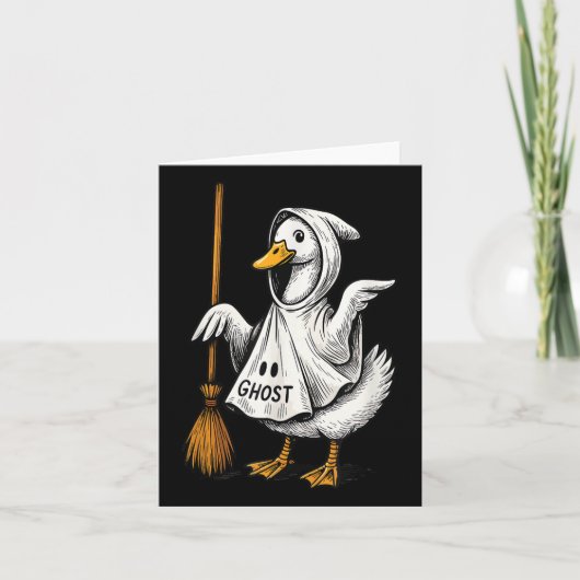 グース間抜けハロウィーン – 幽霊コスチューム弓レトロゴー カード (正面)