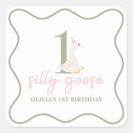 グース間抜けピンクとグリーン スクエアシール