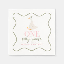 グース間抜けピンクとグリーン スタンダードカクテルナプキン