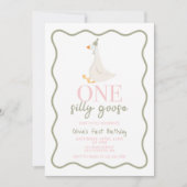 グース間抜けピンクとグリーン 招待状 (正面)