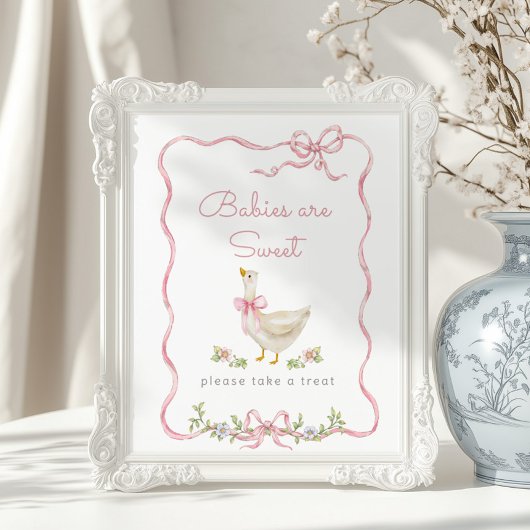 グース間抜けピンクの弓ベビーは甘い ポスター