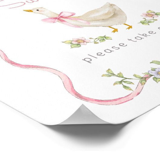 グース間抜けピンクの弓ベビーは甘い ポスター (角)