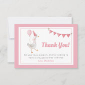 グース間抜けピンクガール誕生日サンキューカード サンキューカード (正面)