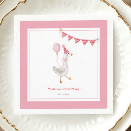 グース間抜けピンクガール誕生日パーティー スタンダードカクテルナプキン