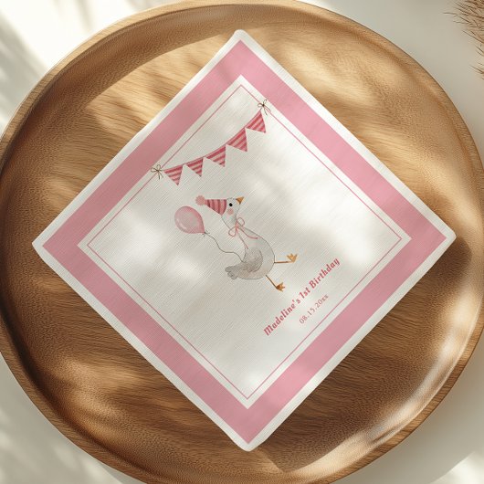 グース間抜けピンクガール誕生日パーティー スタンダードカクテルナプキン