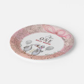 グース間抜けファミリーピンク&ボウ1歳の誕生日 ペーパープレート (アングル)