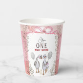 グース間抜けファミリーピンク&ボウ1歳の誕生日 紙コップ (裏面)