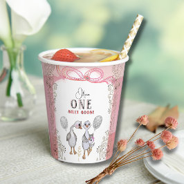 グース間抜けファミリーピンク&ボウ1歳の誕生日 紙コップ