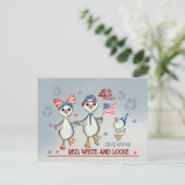 グース間抜けファミリーレッド、ホワイト&ルーズ7月4日 ポストカード (スタンド正面)