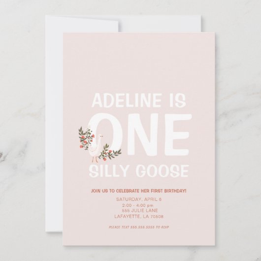 グース間抜けファーストバースデーパーティ招待状 招待状 (正面)
