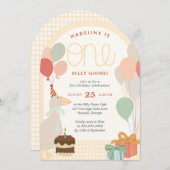 グース間抜けファースト誕生日 – グースお洒落パーティー 招待状 (正面/裏面)