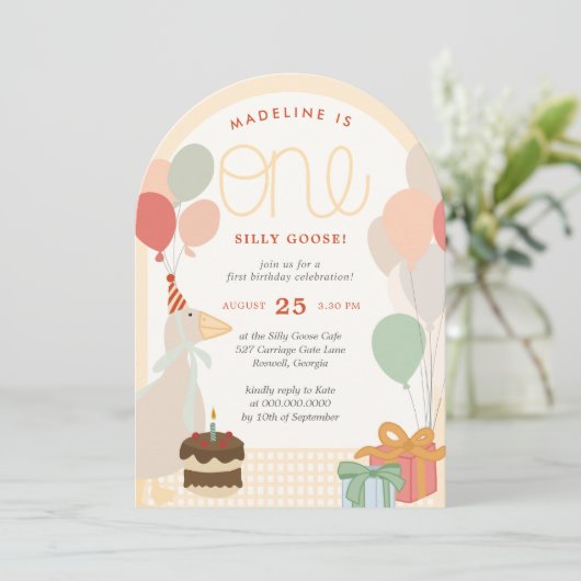 グース間抜けファースト誕生日 – グースお洒落パーティー 招待状 (スタンド正面)