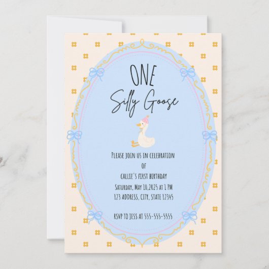 グース間抜けファースト誕生日 招待状 (正面)