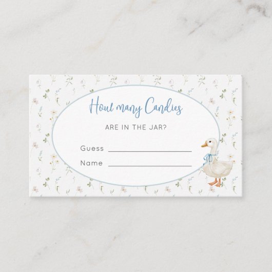 グース間抜けフローラキャンディーの赤ちゃんシャワー数 エンクロージャーカード (正面)