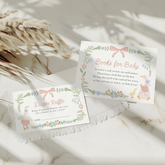グース間抜けフローラピンクボウおむつラッフル エンクロージャーカード