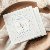 グース間抜けフローラブルーフレームベビーシャワーナプキンス スタンダードカクテルナプキン